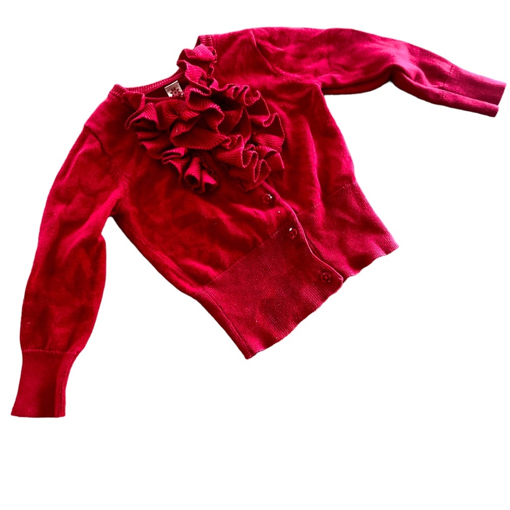 EUC 18 m Valentines Cherokee Red Tuxedo Style Knit Cardigan Sweater
